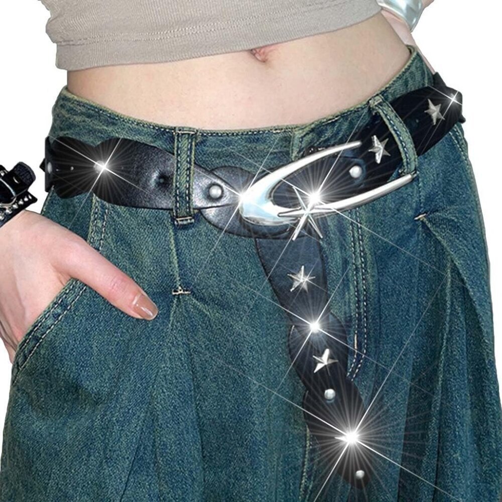Leather Adjustable Wide Waist Belt for Women Rave Festival Cosplay
